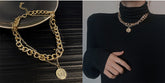Queen Gold double chain Matching necklace -X268G